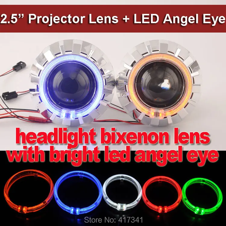 

Free Shipping H4 H7 Mini 2.5 inches Bixenon Xenon Projector Lens with High Bright LED Angel Eyes for Headlight Modification