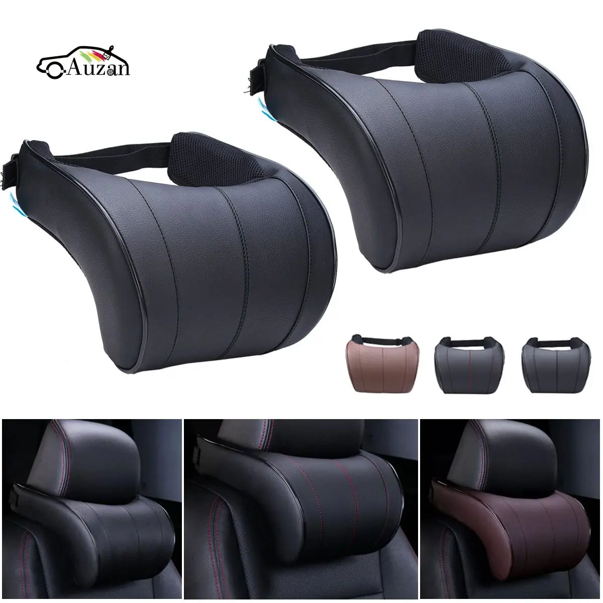 

Auzan 1PCS PU Leather Auto Car Neck Pillow Memory Foam Pillows Neck Rest Seat Headrest Cushion Pad 3 Colors