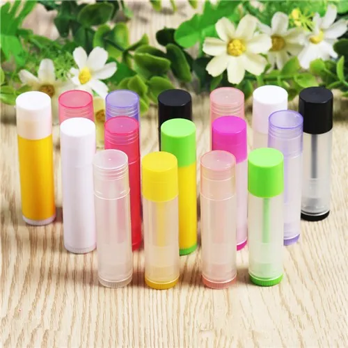 Freee Shipping 10pcs/lot 15 Designs Candy Colors Lip Tubes Containers Transparent Empty Plastic Lip Balm Tubes Lipstick Case