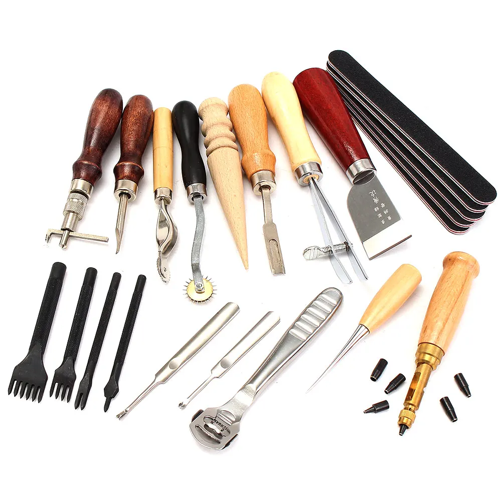 

1 Set Leather Craft Tools Punch Kit Stitching Carving Sewing Saddle Groover SLC88