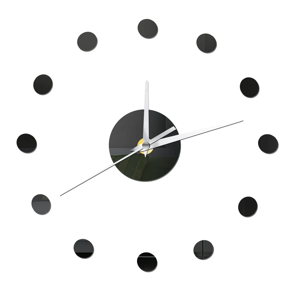 

Small Dots 3D DIY Wall Clock Modern Design Home Decor Self-adhesive Mirror Wall Sticker Kitchen Wall Clock Mute Quartz Mechanism