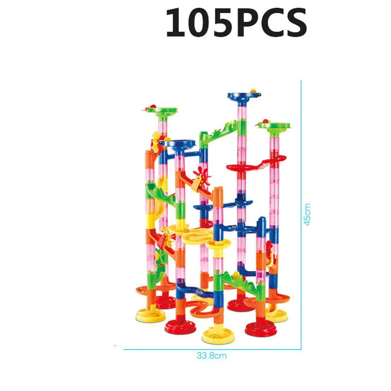 105 шт DIY лабиринт шарики трек строительные блоки игрушки для детей строительство мраморный гоночный бег трубопровод блок образовательная игрушка-игра