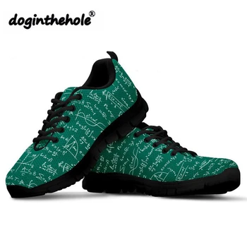 

doginthehole Patform Shoes Female Math Formula Pattern Women's Fashon Flats Shoes Travel Ladies Lightweight Mesh Walking Shoes
