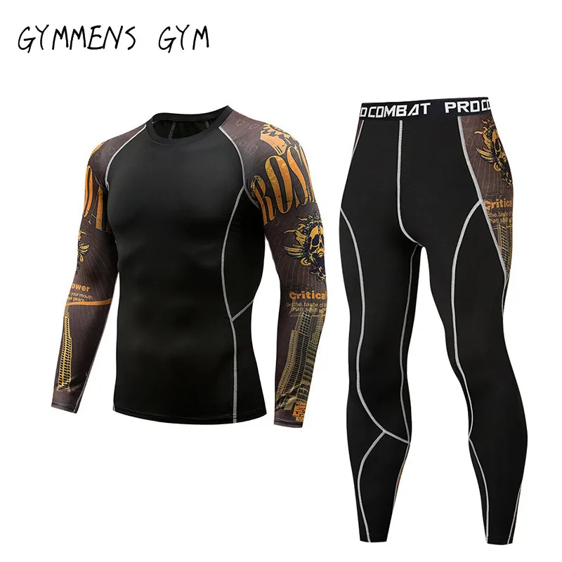 Компрессионный мужской спортивный костюм для бега, леггинсы для бега, одежда для фитнеса, спортзала, спортивная одежда для мужчин - Цвет: TC117