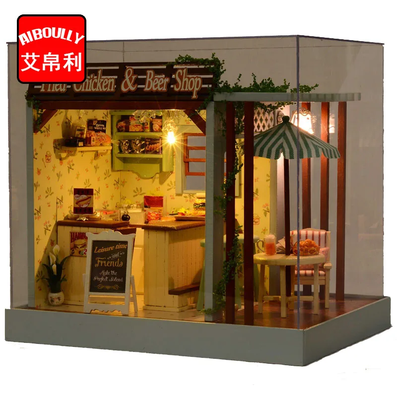 Fried chicken beer shop Cuteroom DIY Wood Dollhouse Kit Miniature With Furniture Doll House Room Best Birthday Gift For Girls Fried chicken beer shop Cuteroom DIY Wood Dollhouse Kit Miniature With Furniture Doll House Room Best Birthday Gift For Girls