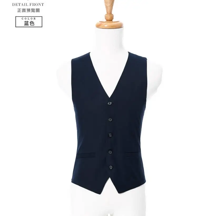 Dark blue man suit vest formal occasions single breasted v neck vests