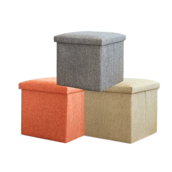 

Cotton Linen Storage Box For Clothes Toy Organizer Container Desktop Cosmetic Book Case With Cover Chair Stool Seat Decor Bins