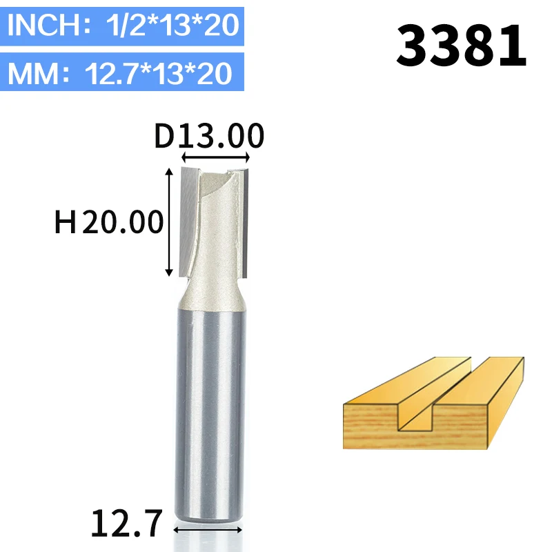 HUHAO 1pcs 1/2"Shank 2 flute straight bit Woodworking Tools Router Bits for Wood Tungsten Carbide endmill milling cutter - Длина режущей кромки: 3381