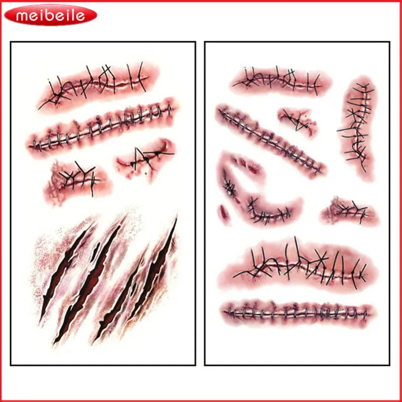 Waterproof Temporary Imitation Scar Sticker Halloween Terror Fake Wound