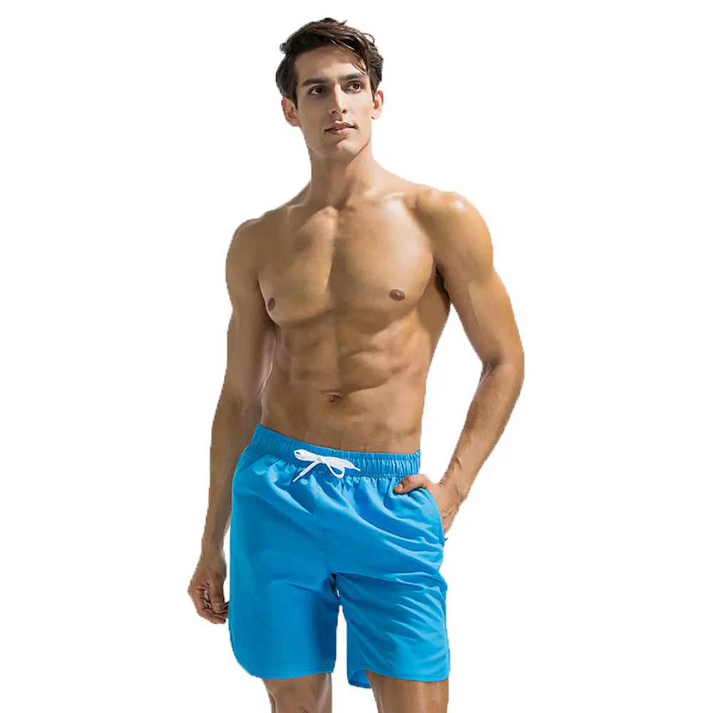 

Men's Full Solid Swim Trunks Mesh Lining Board Shorts for Surf Sand Fun beach shorts Sport GYM Pants Surfing swimming shorts