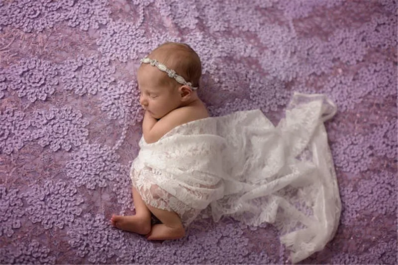 50*150 см новорожденный фотографии стретч-цветочные кружева детские фото обертывания одеяло для новорожденных пеленать ребенка фотосессия реквизит белого цвета