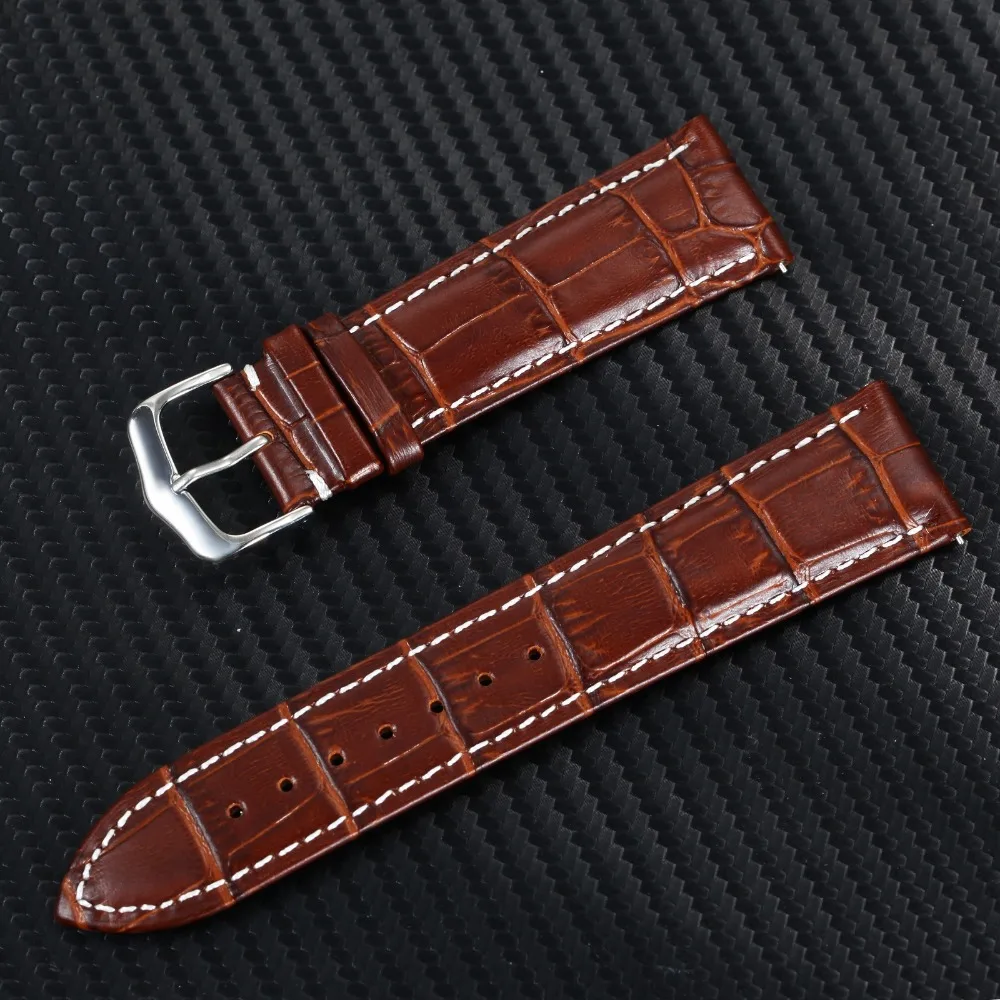 

Black/Brown Full Grain Genuine Leather Strap Quick-release Spring Bars Tool Free Replacement Wristwatch Band Width 20 22mm