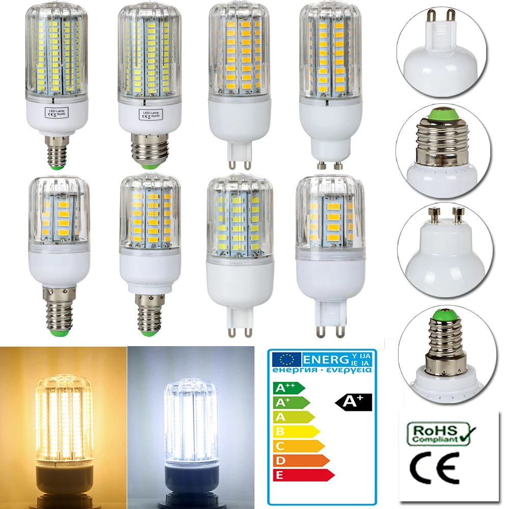 

Full Watt Smart IC 5736 SMD LED Corn Bulb E14 E27 G9 GU10 3W 5W 7W 9W 12W 15W Led Light Lamp AC220V Energy Saving
