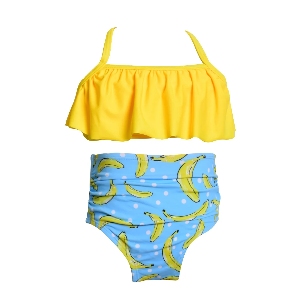Funfeliz девочек Плавание костюм Двойка Плавание одежда для детей Разделение Плавание одежда для маленьких девочек Плавание ming костюмы Детский ванный комплект танкини - Цвет: Yellow