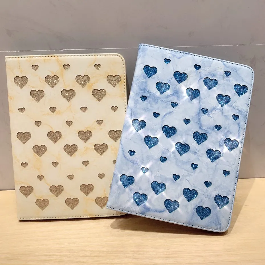 

For ipad air 2 case glitter shining hearts marble vein Stand Protective TPU Cover for ipad air 2/pro 9.7/ipad 2017/ipad 9.7 2018