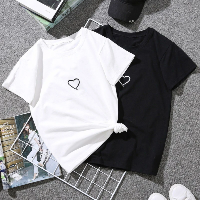 Camiseta con estampado Simple forma de corazón para parejas, populares para amantes, moda, Camiseta de camiseta nueva tumblr|Camisetas| - AliExpress
