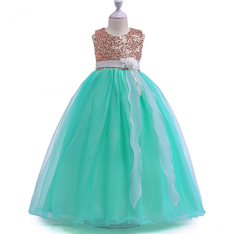 

girl dress casual cotton lace sashes girls dresses ankle-length o-neck ball gown girl dress 4 6 8 10 12 14 y children clothing