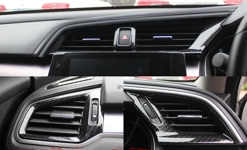 Углеродное волокно черные аксессуары для интерьера ABS Decroation крышка планки для Honda Civic 10th RHD