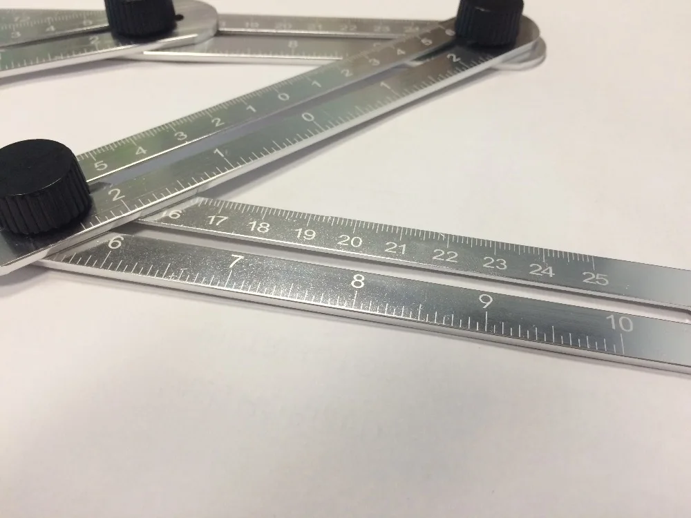 Алюминиевый сплав четырехсторонняя линейка измерительный инструмент шаблон угол инструмент полозья для механизма масштаб с лазерной гравировкой