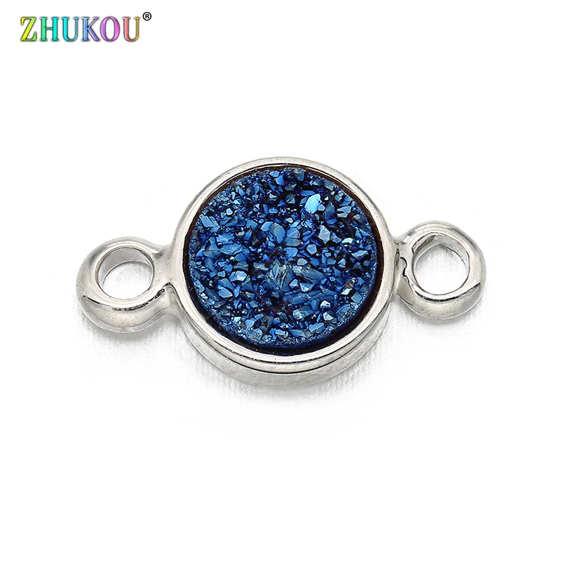 

7*13mm Brass Cubic Zirconia Round Charms Connectors DIY Jewelry Findings Accessories, Hole: 1.5mm, Model: VS280