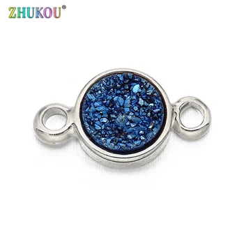 

7*13mm Brass Cubic Zirconia Round Charms Connectors DIY Jewelry Findings Accessories, Hole: 1.5mm, Model: VS280