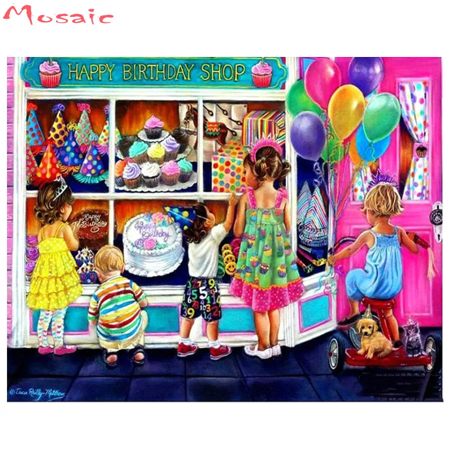 

diamond,embroidery"Ice cream store"square Rhinestone DIY Diamond painting cross stitch patterns full square mosaic,home decor