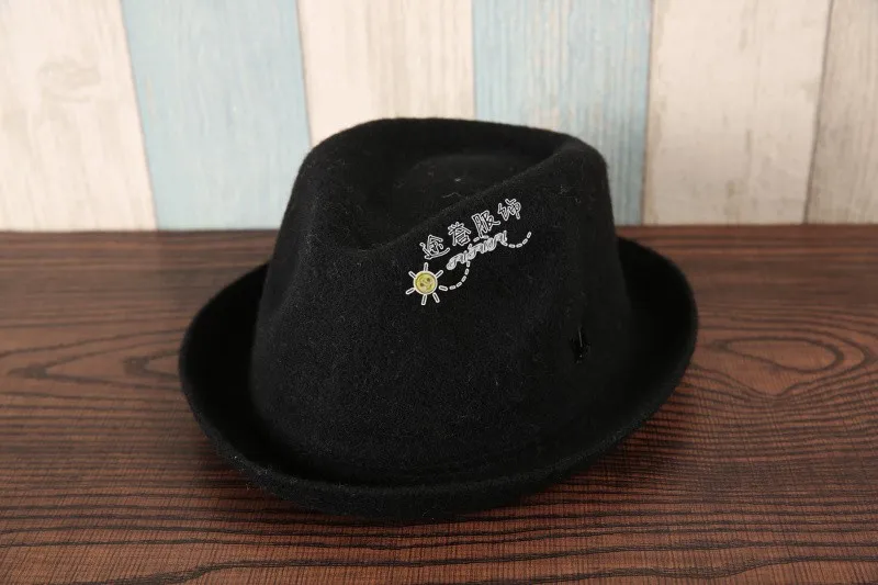 Однотонная черная Зимняя кепка для Федоров унисекс для мальчиков и девочек в европейском и американском стиле, Натуральная шерсть, кепка s Top Hat Fedoras Chapeu Jazz Hat
