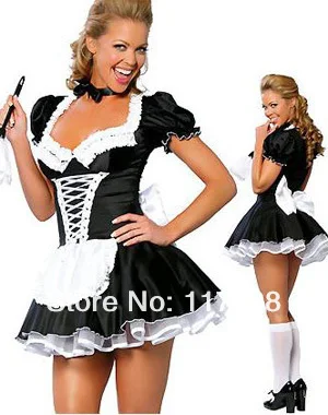 

New Fashion Women Sexy Late Nite French Maid Costume Servant Cosplay Sexy Women Dress Exotic Apparel Maid