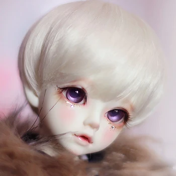 

Bybrana 1/4 SD BJD doll with wig high temperature silk white short hair