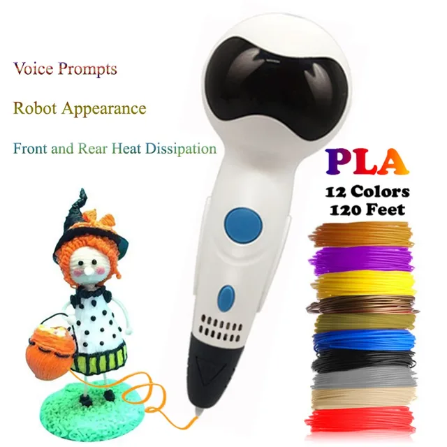 Cheap Dikale Newest 3D Scribble Pen Voice Prompt Robot 3D Drawing Printer 3D Printing Pencil PLA Filament Refill Kid Adult DIY Gift Cheap Dikale Newest 3D Scribble Pen Voice Prompt Robot 3D Drawing Printer 3D Printing Pencil PLA Filament Refill Kid Adult DIY Gift
