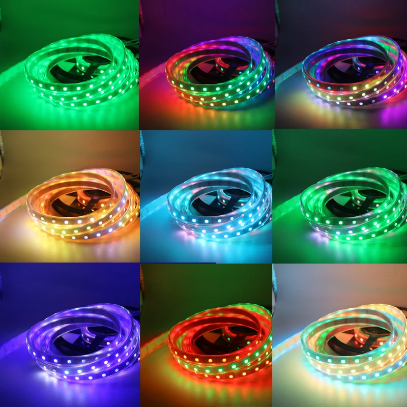 1 м/5 м WS2812B 30/60/144 светодиодов/m Smartled пикселей RGB индивидуально адресуемых светодиодные полосы светильник черный/белый печатных плат WS2812 IC WS2812B 5V