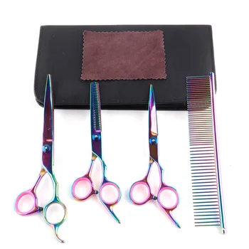 

7 Inch Professional Pet Grooming Scissors Set Cat Dog Hairdressing Scissor Hair Cutting Dazzle Colour Dogs Accessories Supplies