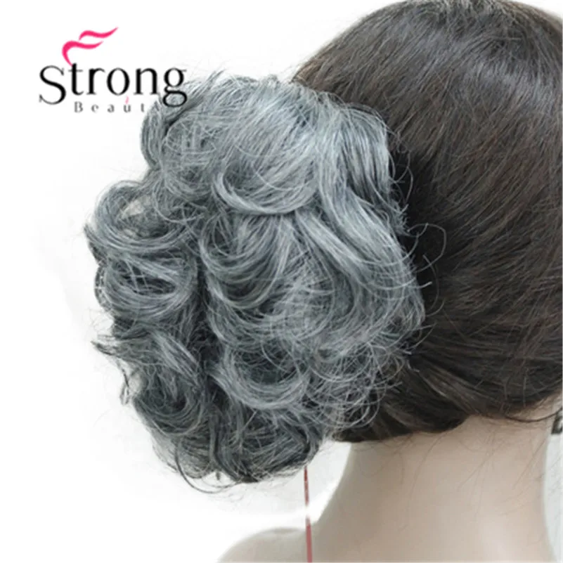 E-945B AB009 Fashion Women's Brown mix Synthetic short Curly Wavy Claw Clip Ponytail Pony Tail Hair Extension hairpiece free shipping (1)