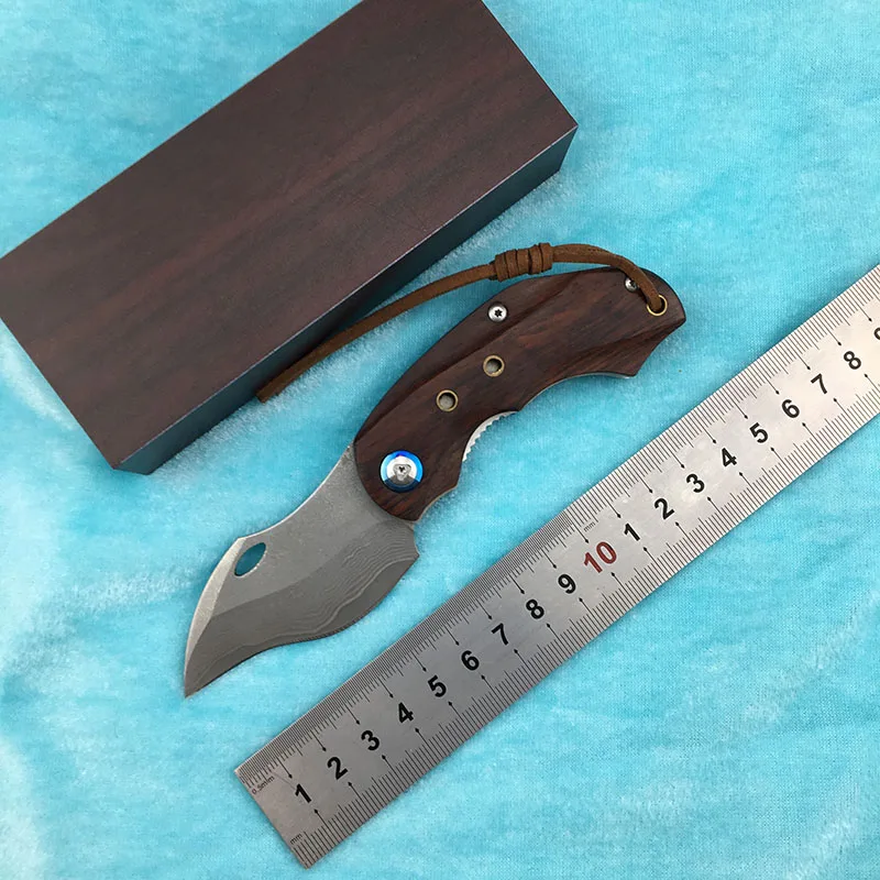 

TN169 folding knife VG10 Damascus steel blade red sandalwood handle outdoor camping fruit knife EDC