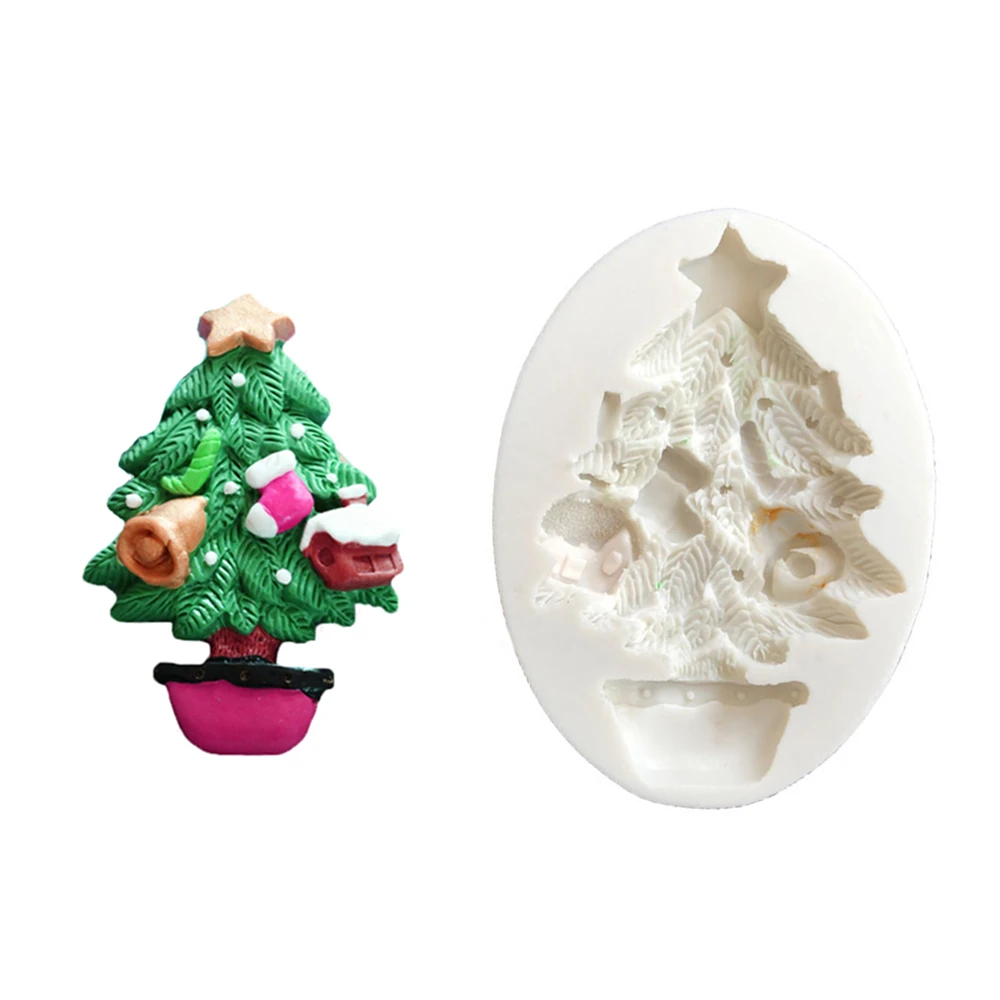 

New Christmas Tree Fondant Cake Silicone Mold Chocolate Candy Molds Cookies Pastry Biscuits Mould Baking Cake Decoration Tools