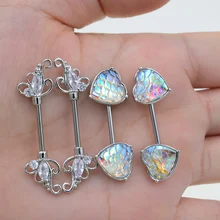 Уникальный сердце цветок форма 2 шт Панк для пирсинга, из хирургической стали цветочный ниппель гвозди серьги пирсинг для соска щит кольцо 14G бар