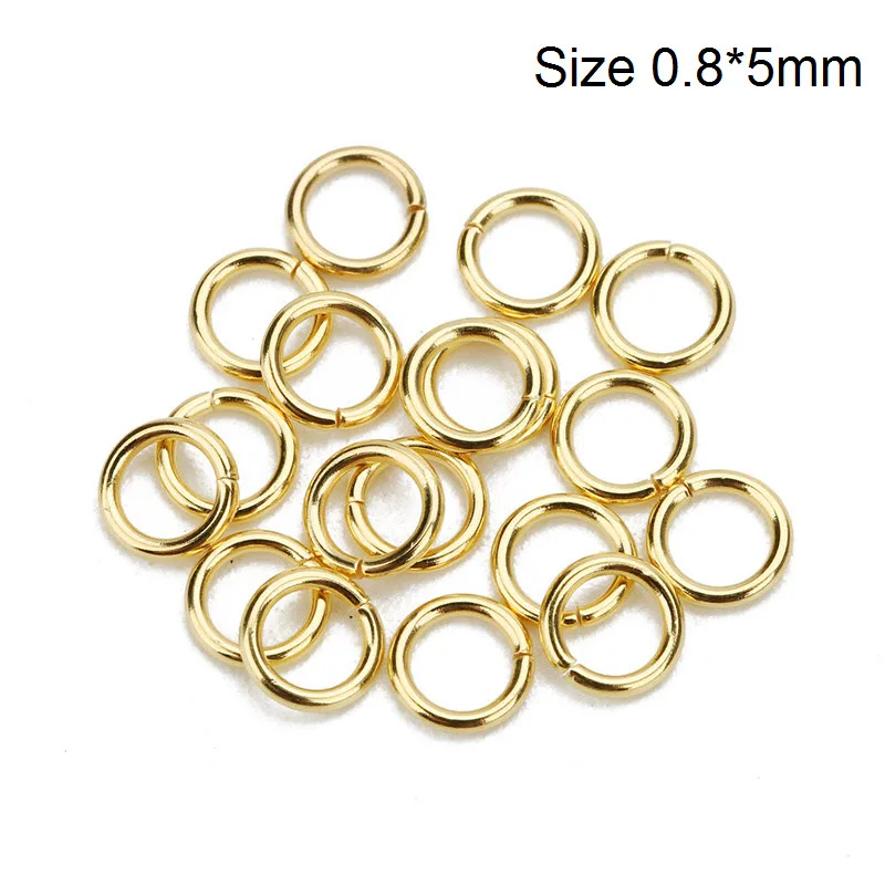 SAUVOO 100Pcs/lot Stainless Steel Open Jump Ring 4/5/6/8mm Dia Round Gold Color Split Rings For Diy Jewelry Making Findings