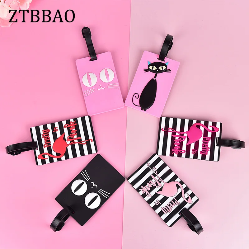 Cartoon Animal Flamingo Luggage Tag Travel Accessories PU Leather Suitcase ID Address Holder Baggage Boarding Tag Portable Label
