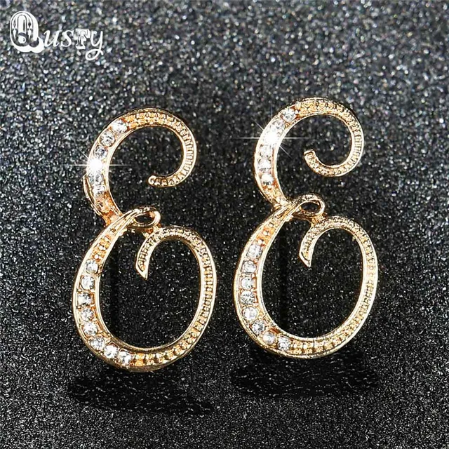 Qusfy New Fashion Charm Women S Stud Earrings Jewelry Clic 6 Qusfy New Fashion Charm Women S Stud Earrings Jewelry Clic 6 Color Rhinestone Letter E Crystal