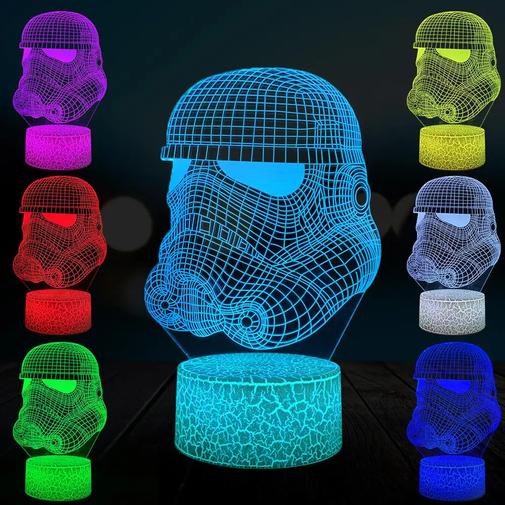 

2019 Cartoon 3D Lamp Star Wars Imperial Stormtrooper White Knight LED USB RGB Night Light Touch Multicolor Luminaria Table Gift