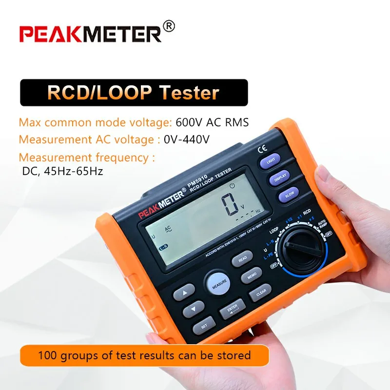 

PM5910 Digital resistance meter RCD loop tester circuit switch tester Trip-out Current/Time Test RL Meter with USB Interface