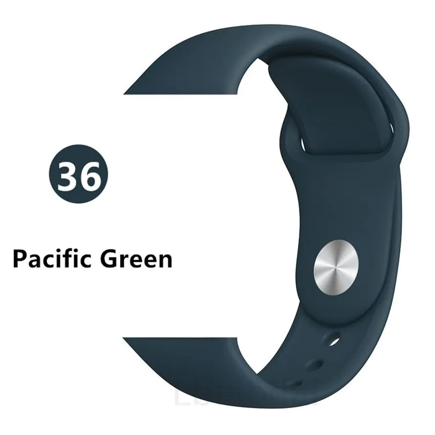 Спортивный ремешок для часов для Apple Watch, версии 5 Группа 44 мм 40 мм наручных часов iWatch, ремешок 42 мм, 38 мм, версия силиконовый ремешок для часов ремень браслет Apple watch 4/3/2/1 44 42 38 - Цвет ремешка: Pcific Green