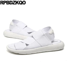Дизайнерские Модные Спортивные кроссовки на плоской платформе в римском и японском стиле; мужские сандалии-гладиаторы; летние белые эластичные туфли с открытым носком
