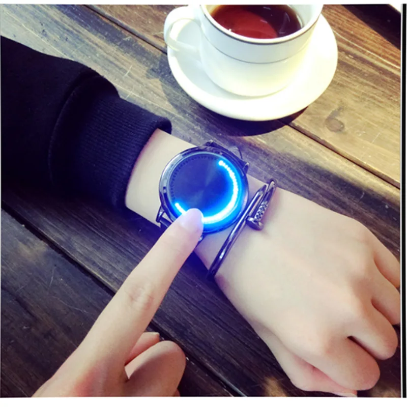 2018JINGYANG Simple and intelligent LED watch, leather normal waterproof, creative personality couple table electronic casual wa