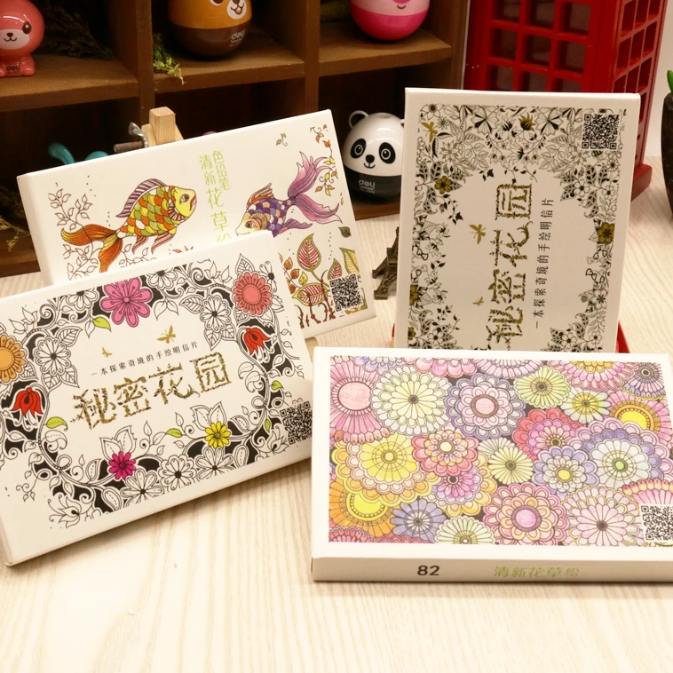 Secret Garden 30 Sheets Coloring Card Tintage Postcards DIY Painting Drawing Book Colouring Books