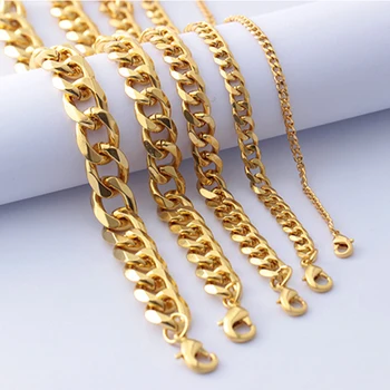 

Dropshipping Cuban Link Bracelets For Men Black/Gold Stainless Steel Chain Bracelet Male Hip Hop Jewelry 3/5/7/9/11mm
