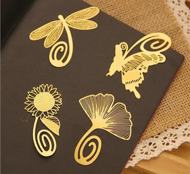 

Fashion plant cutout blade Metal bookmark brass bookmark butterfly ginkgoic bookmark new free shipping