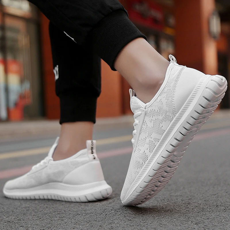 

Summer Casual Shoes For Men 2019 Fashion Breathable Mesh Lace Up Lover Shoes Men Flats Sneakers Plus Size 35-47