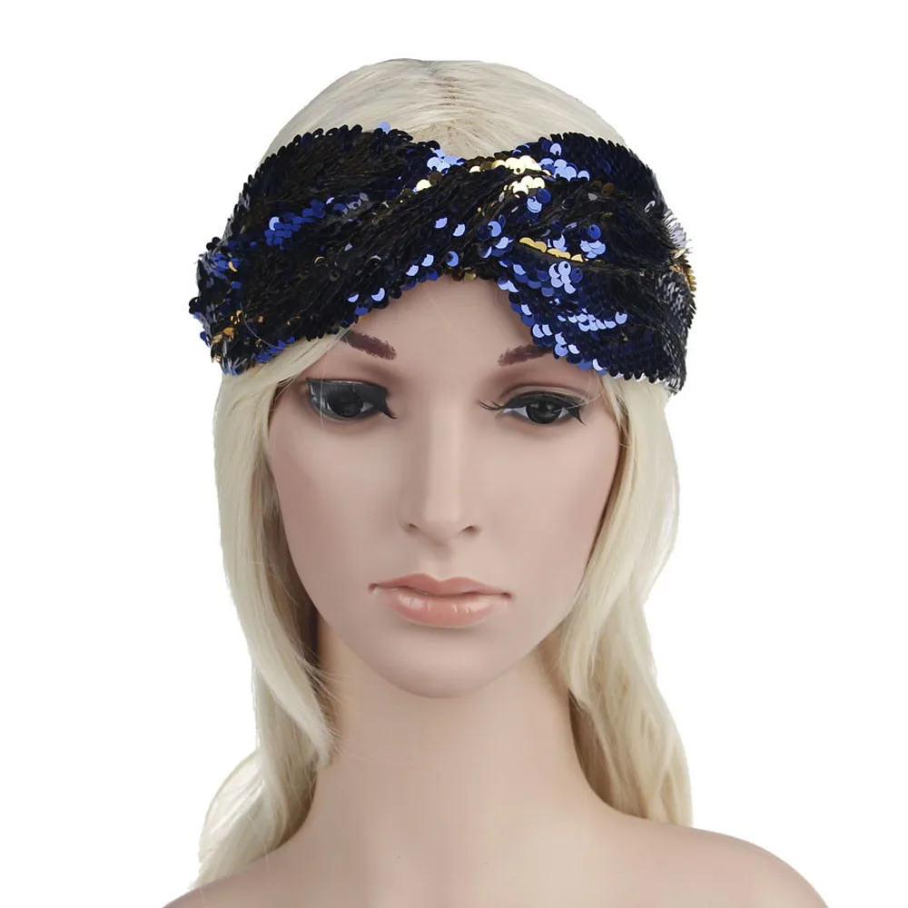 ✔ Женщины Двойной Цвет Блестки Йога Повязки Эластичный Run Head Wrap Широкие ленты для волос девушки b ★
