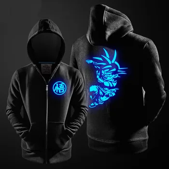 

New Hoodies Men Women for Anime Dragon Ball Z GT Design Luminous Hoodie Unisex Zipper Coat Sweatshirt